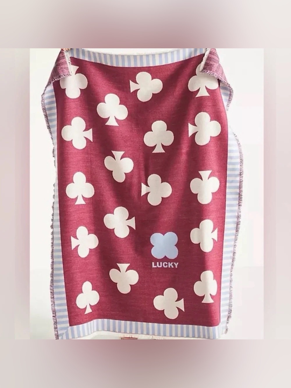 Anthropologie Wove Jacquard Knit Lucky Clover Throw NWT